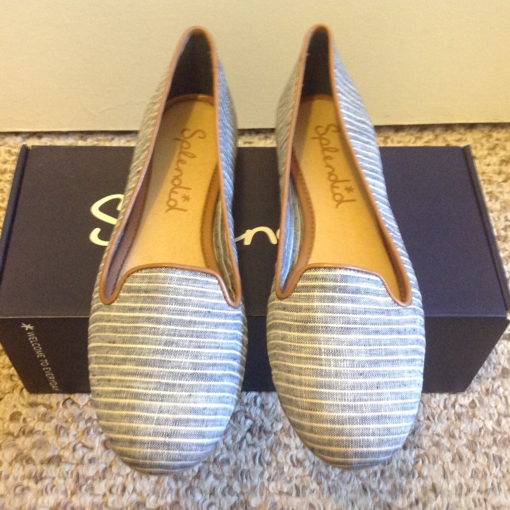 NIB Splendid Striped Linen Slippers 8M
